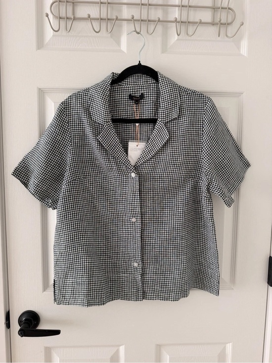 Quince Tops - Quince Black and White Gingham Button-Down Shirt